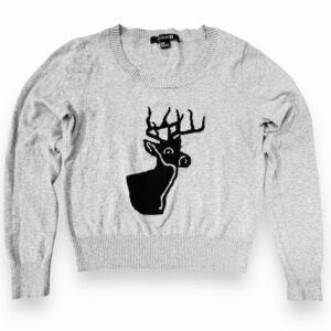 Forever 21 Size Medium Heather Gray Lightweight Deer Sweater